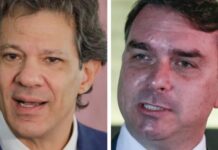 Haddad chama Flávio de “bolsonarinho” e de protetor de super-ricos Fernando Haddad (esq.) e Flávio Bolsonaro (dir.) estão técnicamente empatados em um eventual 2º turno