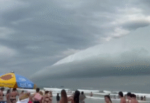 Nuvem em ‘forma de tsunami’ chama atenção no litoral de SP; veja vídeo Nuvem em ‘forma de tsunami’ chama atenção no litoral de SP; veja vídeo