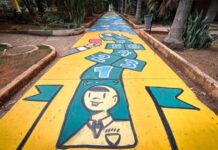 Copa 2026 é tema de desenho em calçada de Brasília; veja fotos Arte Sangeon Copa
