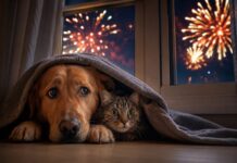 cuidados com cães e gatos durante os fogos cachorro e gato com medo dos fogos