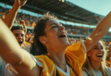 o impacto do barulho nos jogos pessoa comemorando gol